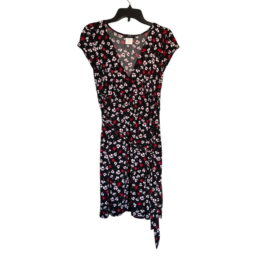 B Darlin Red and Black Flower Print Dress Size 13/14 - Picture 1 of 3
